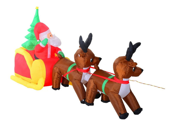 Dekoracje świąteczne nadmuchiwane nadmuchiwane w Santa klauzuli z podwójnymi sznurkami reniferów