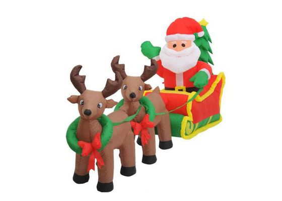 Dekoracje świąteczne nadmuchiwane nadmuchiwane w Santa klauzuli z podwójnymi sznurkami reniferów